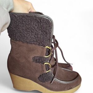Y2K Tommy Hilfiger Dark Brown Wedge Ankle Booties